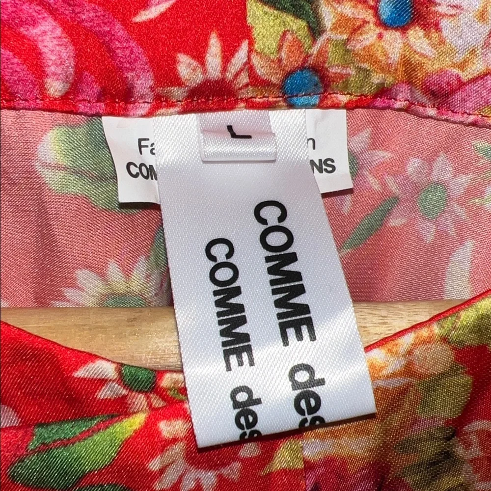 Comme des Garçons Red Satin Floral Blouse - Picture 3 of 8